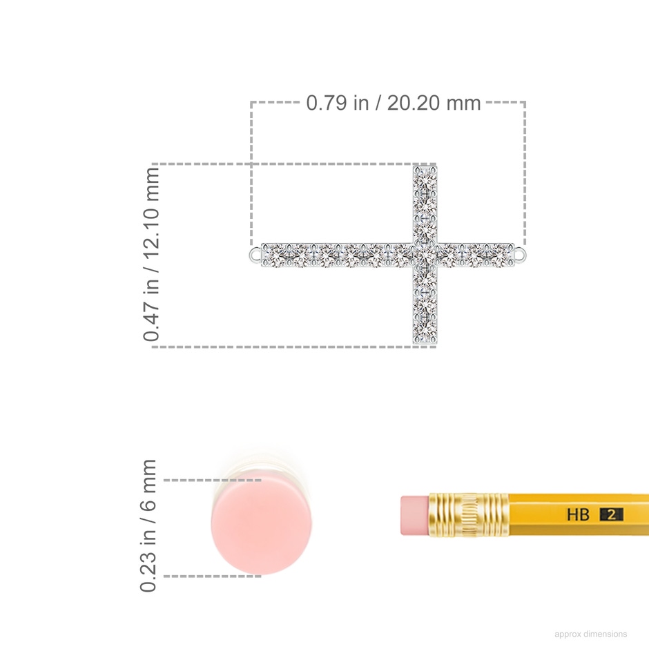 1.4mm IJI1I2 Prong-Set Diamond Horizontal Cross Pendant in White Gold ruler