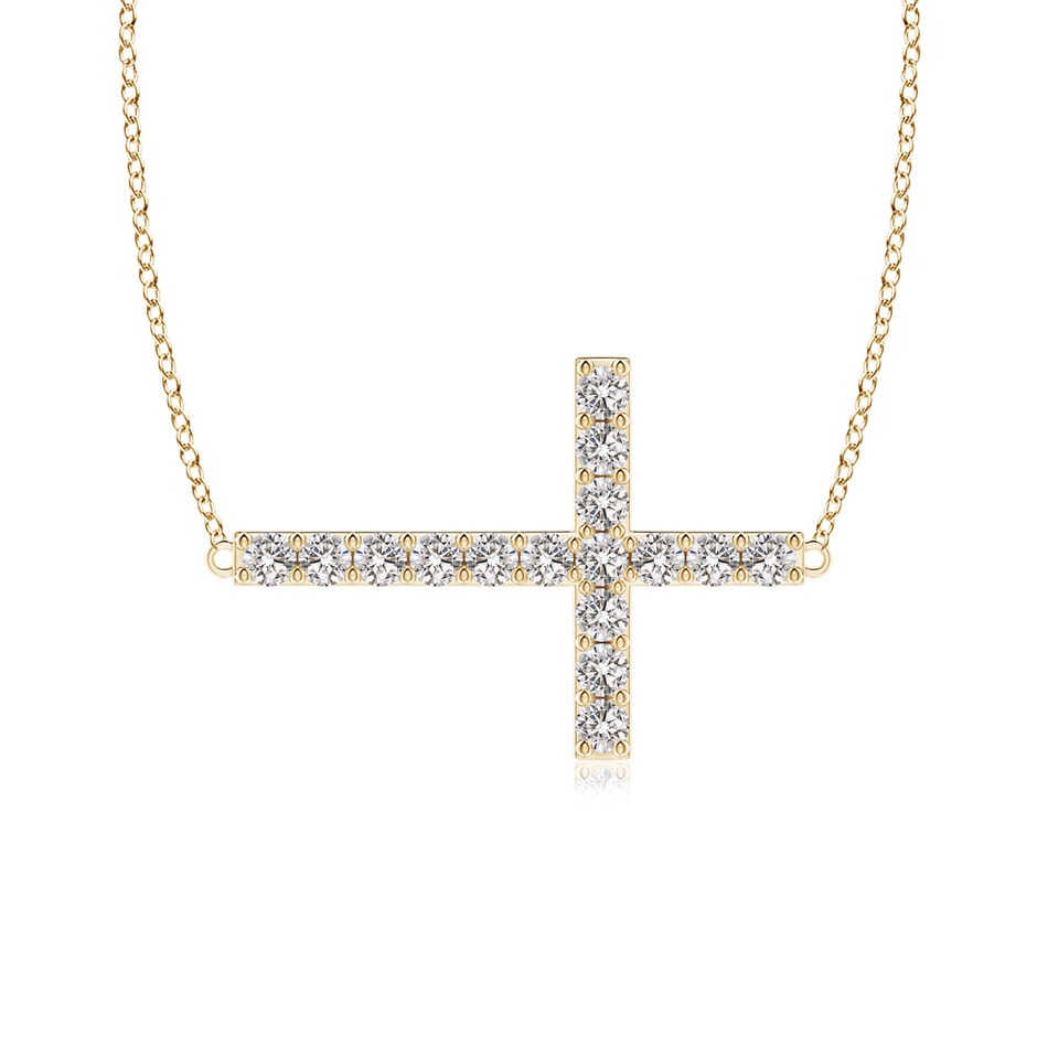 1.4mm IJI1I2 Prong-Set Diamond Horizontal Cross Pendant in Yellow Gold 
