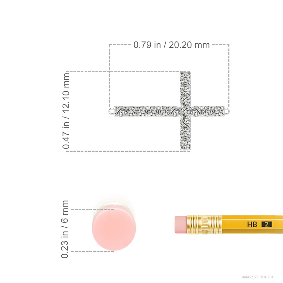 1.4mm KI3 Prong-Set Diamond Horizontal Cross Pendant in P950 Platinum ruler
