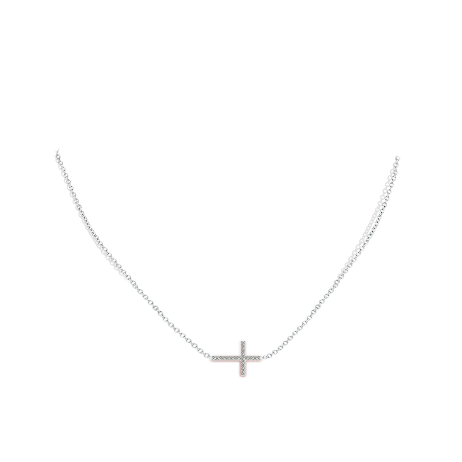 1.4mm KI3 Prong-Set Diamond Horizontal Cross Pendant in P950 Platinum pen