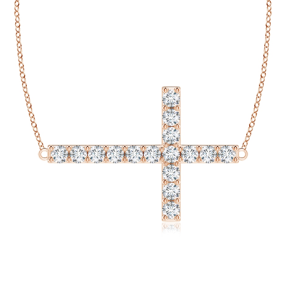1.7mm GVS2 Prong-Set Diamond Horizontal Cross Pendant in Rose Gold 