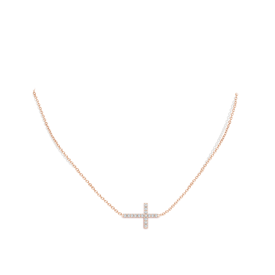 1.7mm GVS2 Prong-Set Diamond Horizontal Cross Pendant in Rose Gold pen