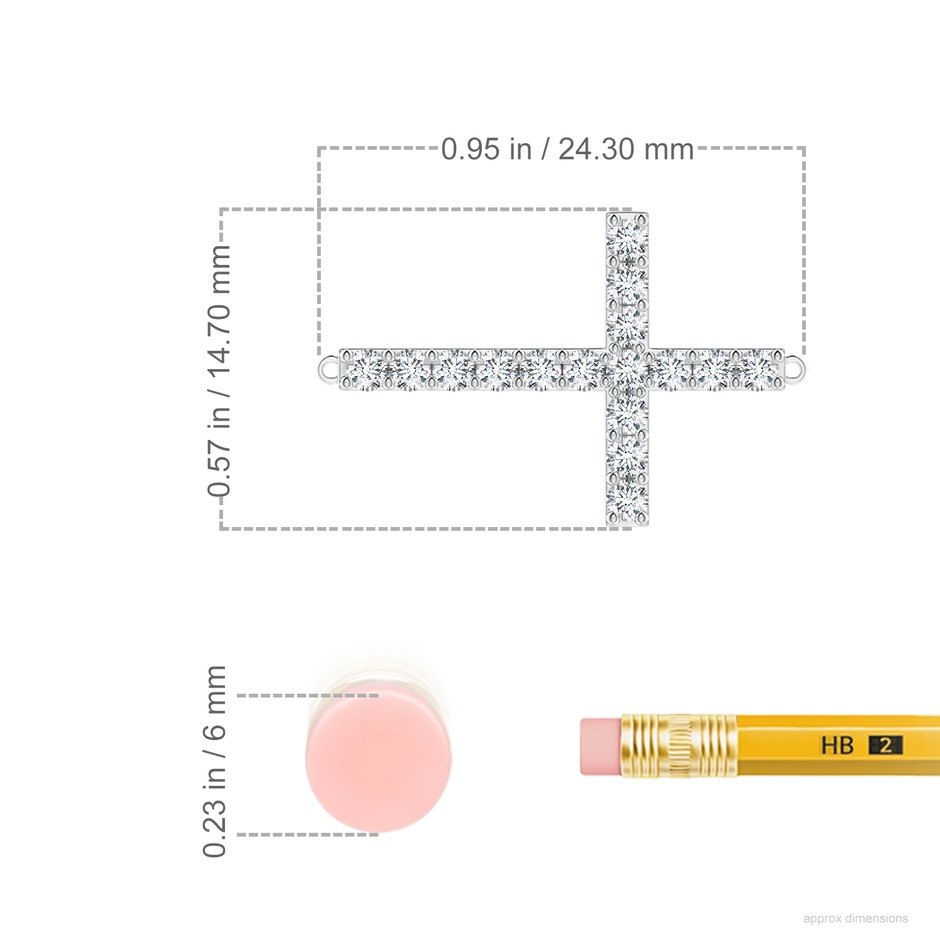 1.7mm GVS2 Prong-Set Diamond Horizontal Cross Pendant in White Gold ruler