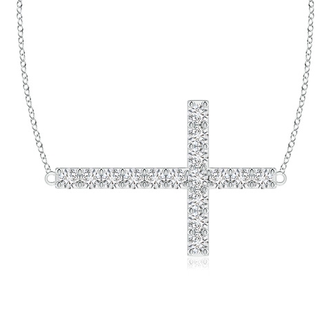 1.7mm HSI2 Prong-Set Diamond Horizontal Cross Pendant in 18K White Gold