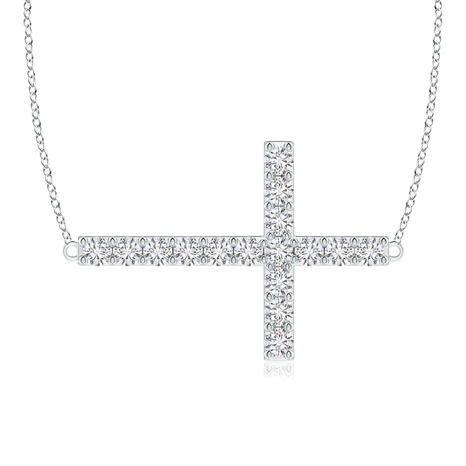 1.7mm HSI2 Prong-Set Diamond Horizontal Cross Pendant in White Gold 