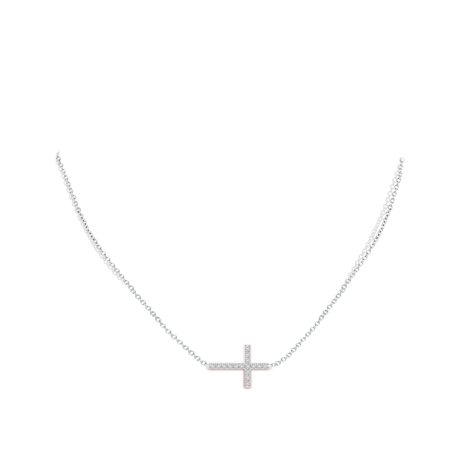 1.7mm HSI2 Prong-Set Diamond Horizontal Cross Pendant in White Gold - body_neck