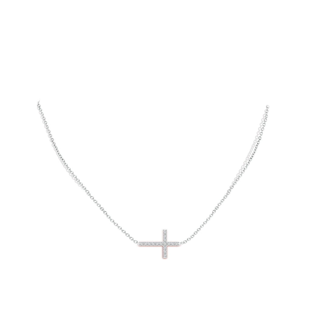 1.7mm HSI2 Prong-Set Diamond Horizontal Cross Pendant in White Gold pen