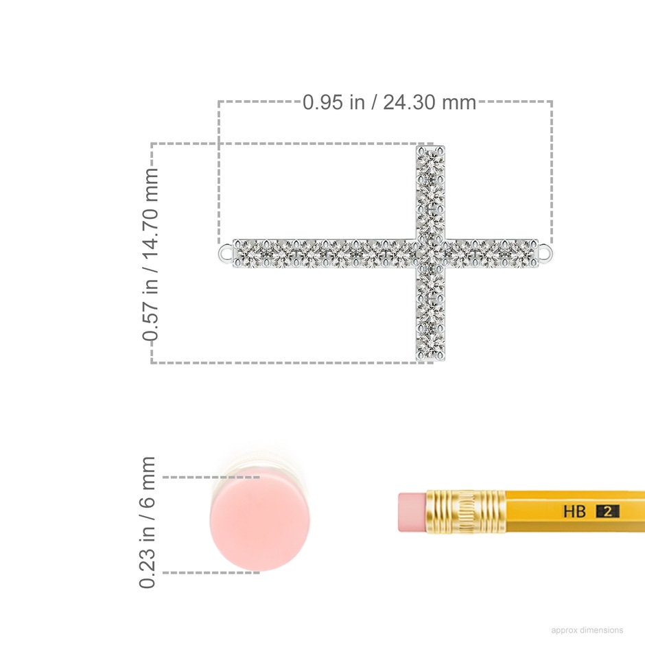 1.7mm KI3 Prong-Set Diamond Horizontal Cross Pendant in White Gold ruler