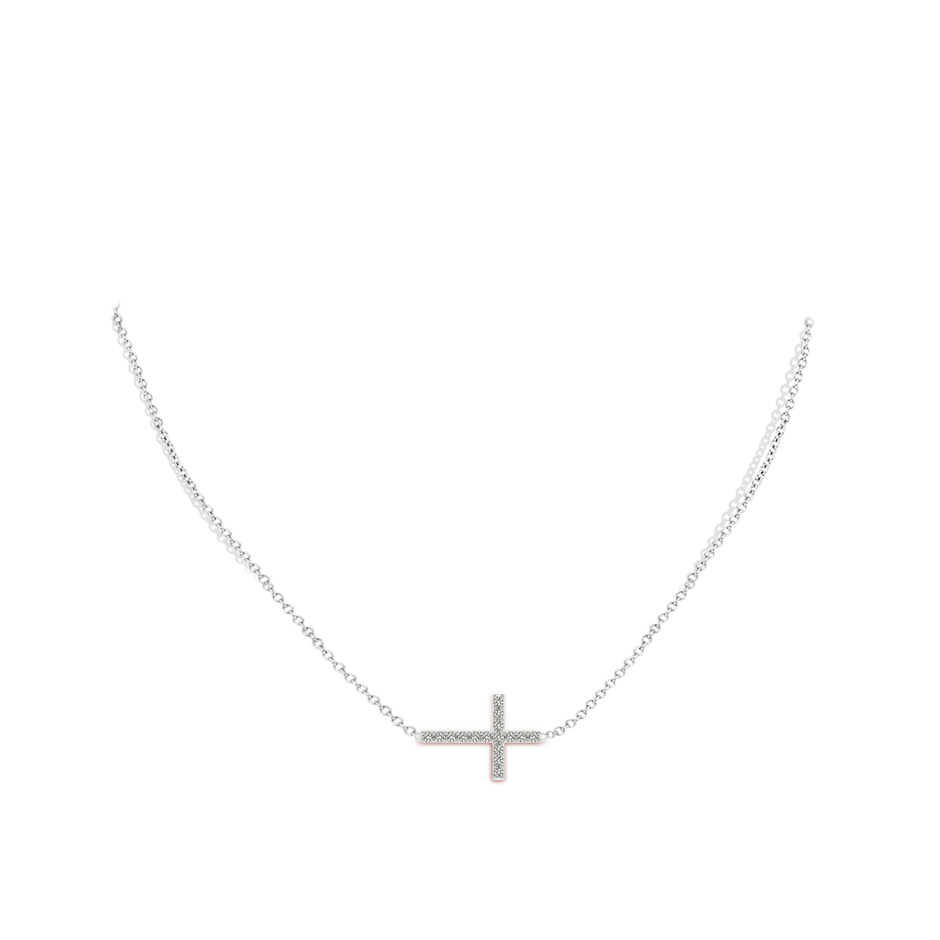 1.7mm KI3 Prong-Set Diamond Horizontal Cross Pendant in White Gold pen