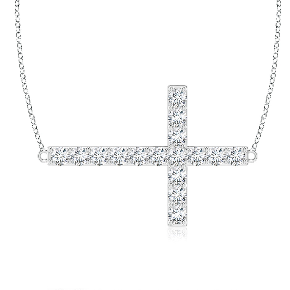 2.45mm GVS2 Prong-Set Diamond Horizontal Cross Pendant in White Gold 