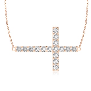 2.45mm HSI2 Prong-Set Diamond Horizontal Cross Pendant in 10K Rose Gold