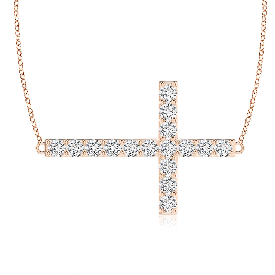 2.45mm HSI2 Prong-Set Diamond Horizontal Cross Pendant in Rose Gold 