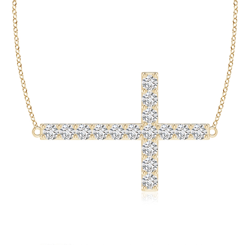 2.45mm HSI2 Prong-Set Diamond Horizontal Cross Pendant in Yellow Gold 
