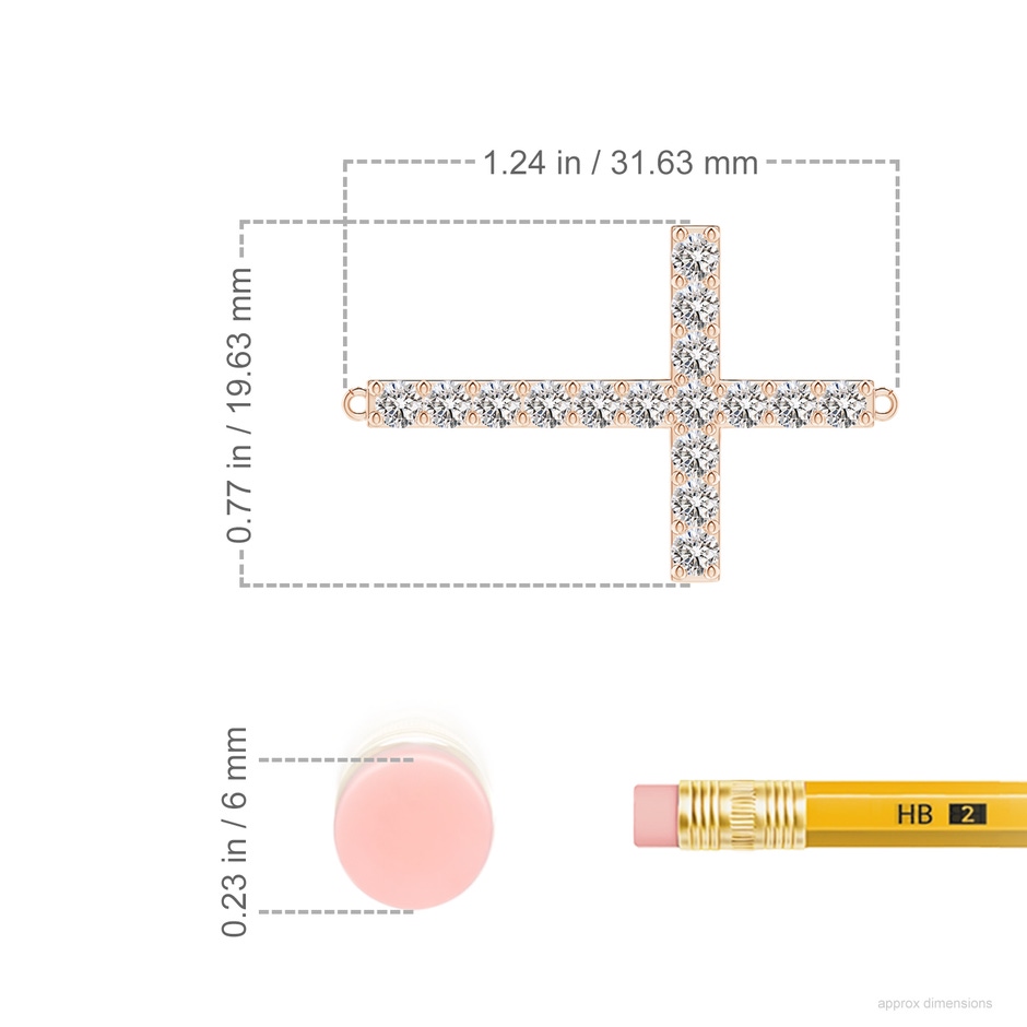 2.45mm IJI1I2 Prong-Set Diamond Horizontal Cross Pendant in Rose Gold ruler