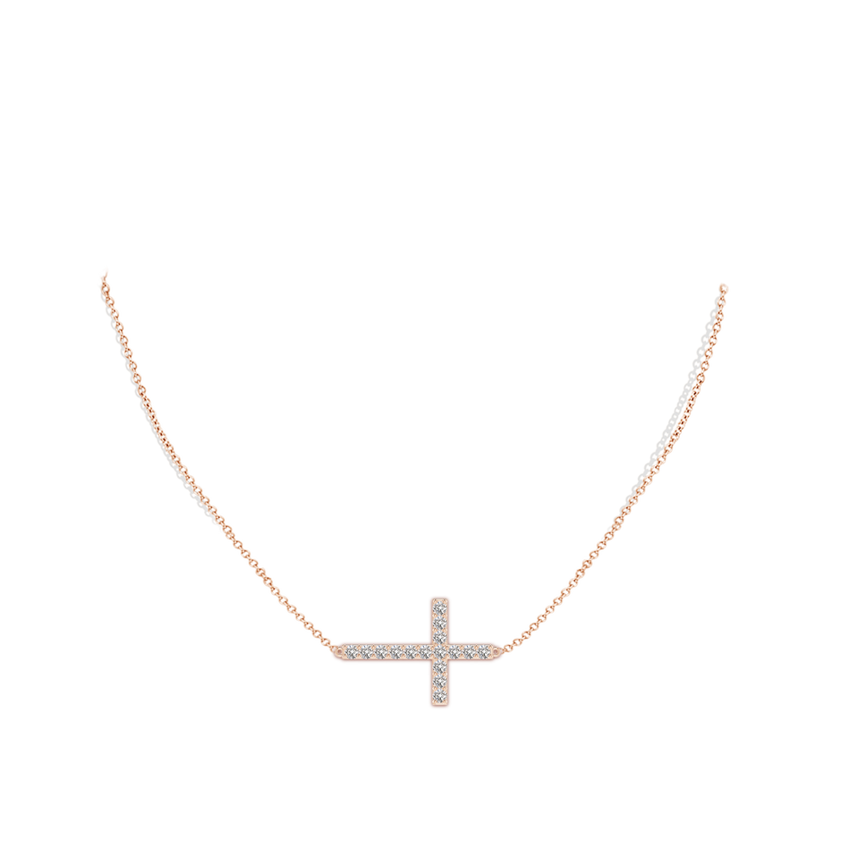 2.45mm IJI1I2 Prong-Set Diamond Horizontal Cross Pendant in Rose Gold pen