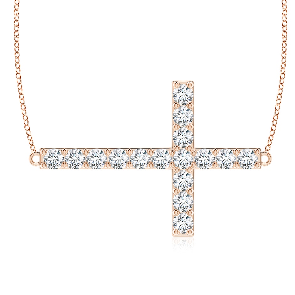 2.9mm GVS2 Prong-Set Diamond Horizontal Cross Pendant in Rose Gold 