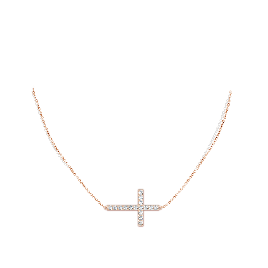 2.9mm GVS2 Prong-Set Diamond Horizontal Cross Pendant in Rose Gold pen