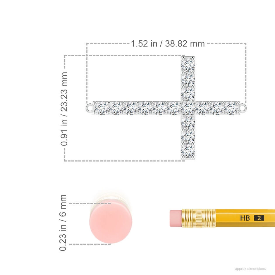 2.9mm GVS2 Prong-Set Diamond Horizontal Cross Pendant in White Gold ruler
