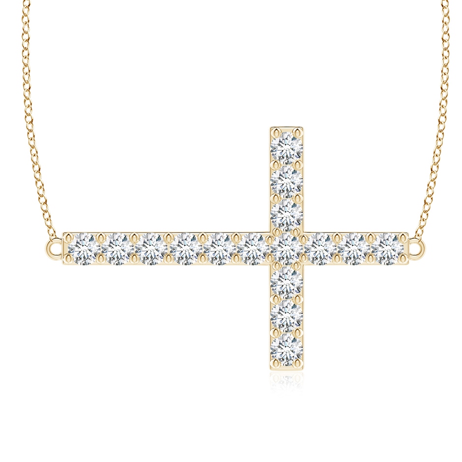2.9mm GVS2 Prong-Set Diamond Horizontal Cross Pendant in Yellow Gold 