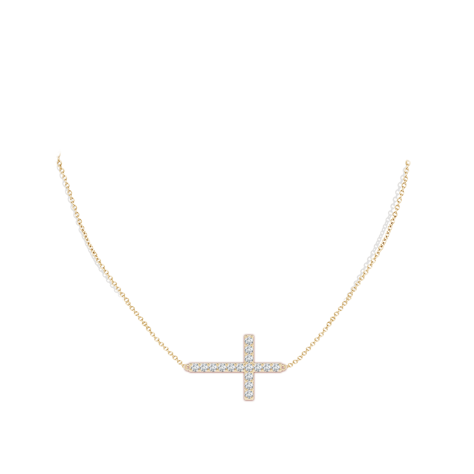 2.9mm GVS2 Prong-Set Diamond Horizontal Cross Pendant in Yellow Gold pen