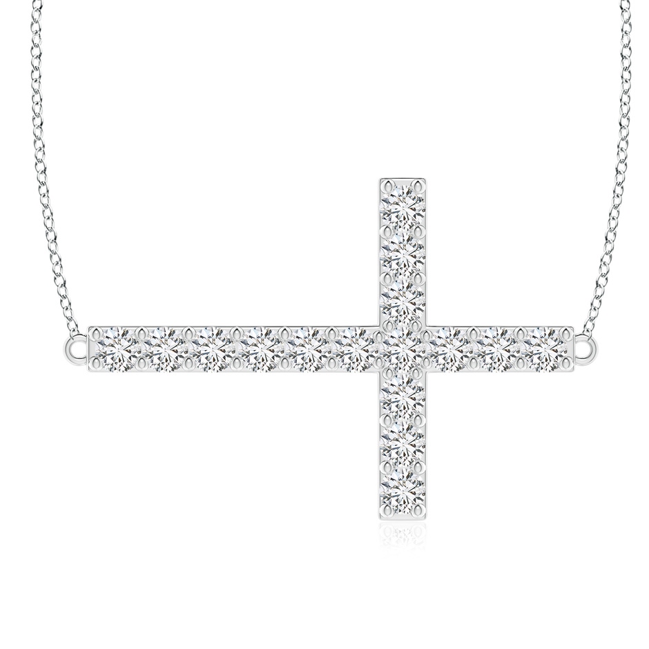 2.9mm HSI2 Prong-Set Diamond Horizontal Cross Pendant in White Gold 