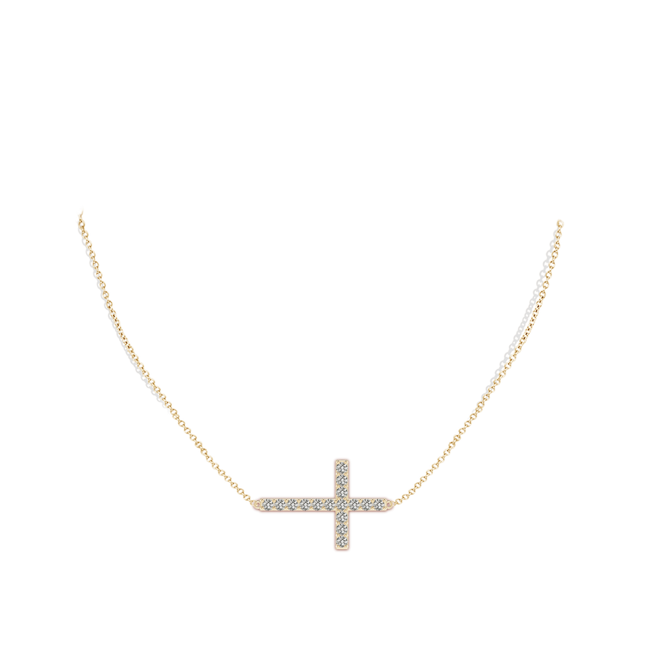 2.9mm KI3 Prong-Set Diamond Horizontal Cross Pendant in Yellow Gold pen