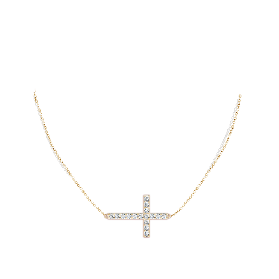 3.2mm GVS2 Prong-Set Diamond Horizontal Cross Pendant in 18K Yellow Gold pen
