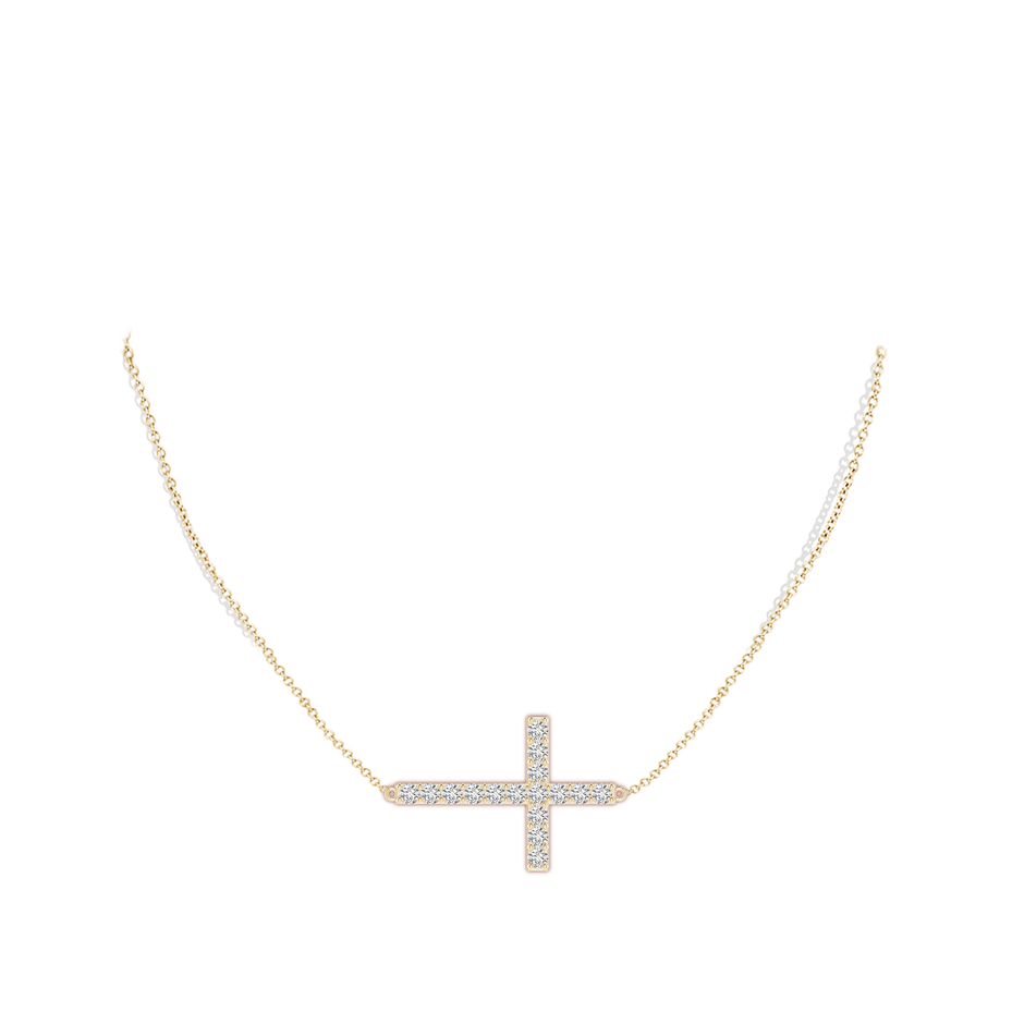 3.2mm HSI2 Prong-Set Diamond Horizontal Cross Pendant in Yellow Gold pen