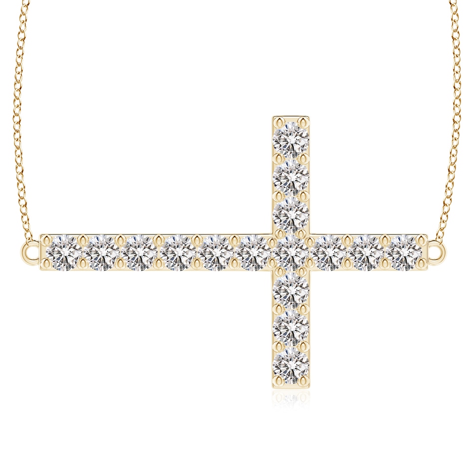 3.2mm IJI1I2 Prong-Set Diamond Horizontal Cross Pendant in Yellow Gold 