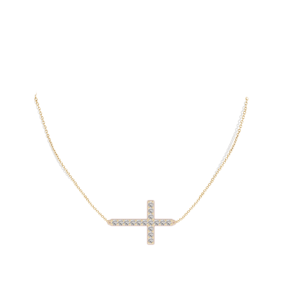 3.2mm IJI1I2 Prong-Set Diamond Horizontal Cross Pendant in Yellow Gold pen