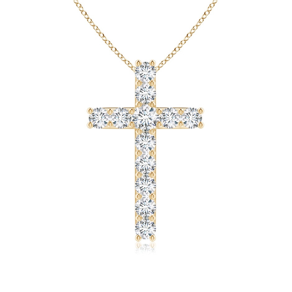 2.6mm GVS2 Classic Shared Prong-Set Diamond Cross Pendant in 9K Yellow Gold 