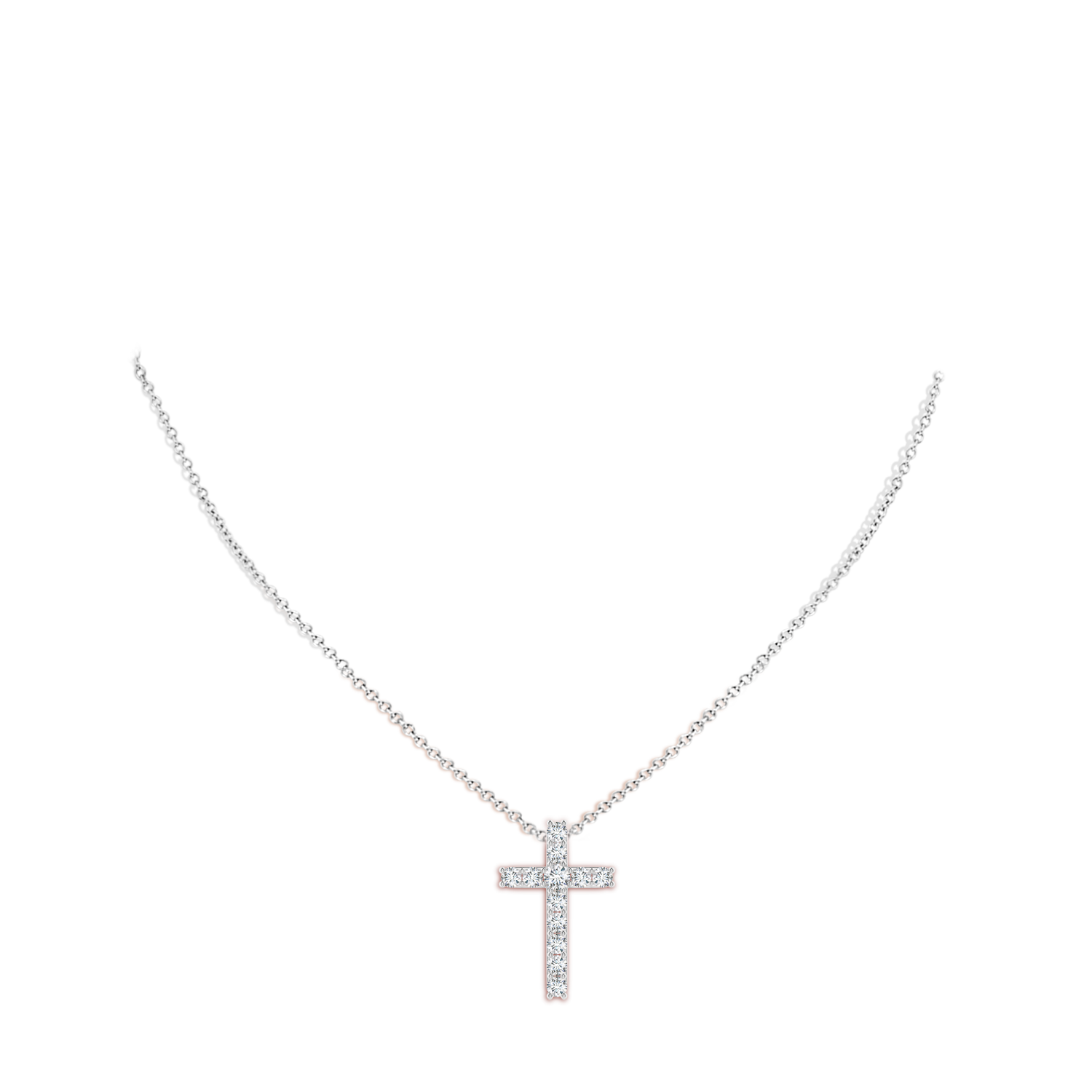 2.6mm GVS2 Classic Shared Prong-Set Diamond Cross Pendant in P950 Platinum - body_neck