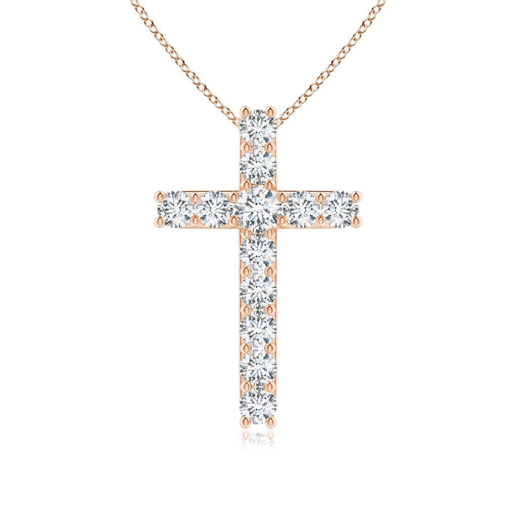 2.6mm GVS2 Classic Shared Prong-Set Diamond Cross Pendant in Rose Gold