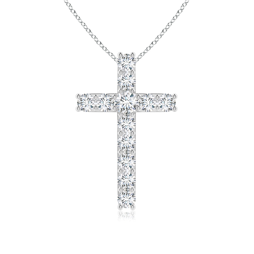 2.6mm GVS2 Classic Shared Prong-Set Diamond Cross Pendant in White Gold