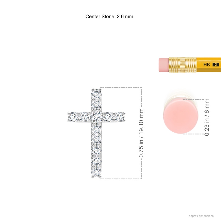 2.6mm GVS2 Classic Shared Prong-Set Diamond Cross Pendant in White Gold ruler