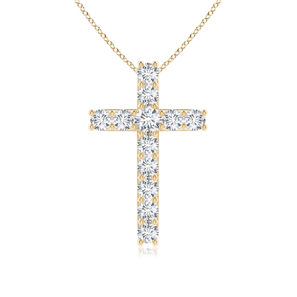 2.6mm GVS2 Classic Shared Prong-Set Diamond Cross Pendant in Yellow Gold