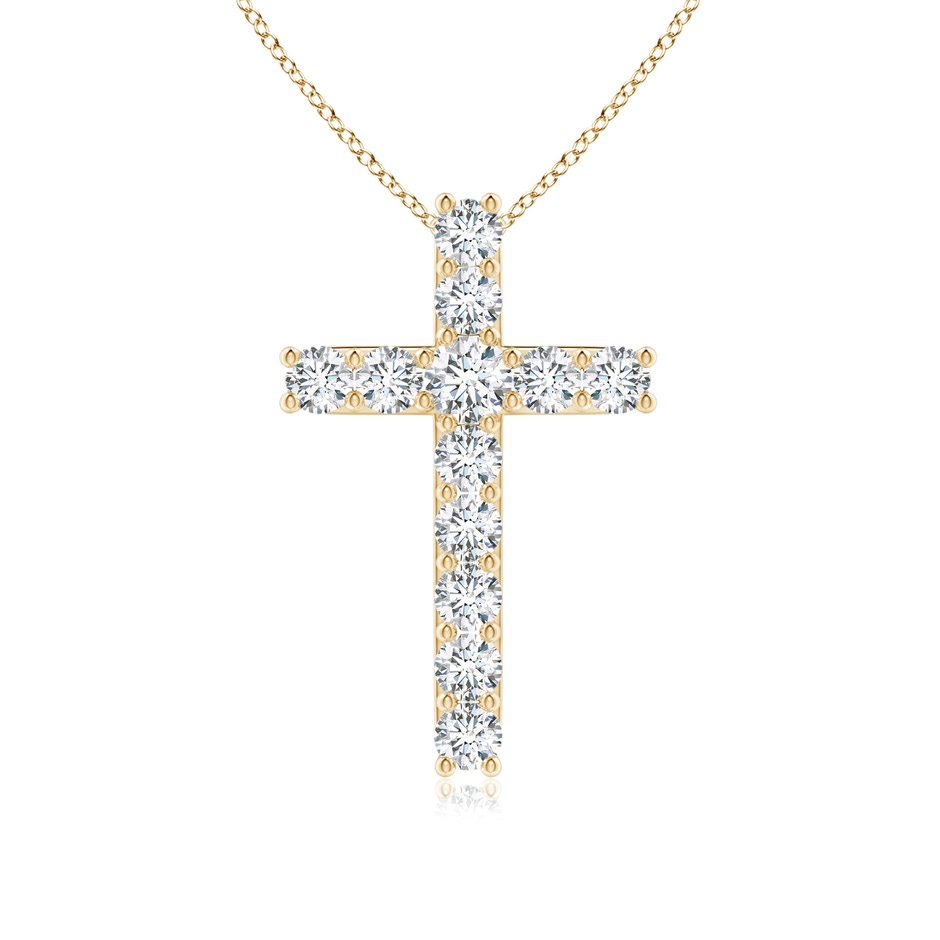 2.6mm GVS2 Classic Shared Prong-Set Diamond Cross Pendant in Yellow Gold 