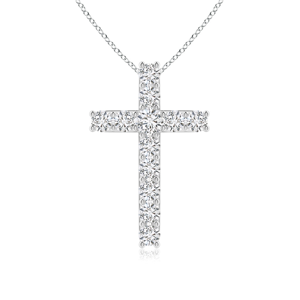 2.6mm HSI2 Classic Shared Prong-Set Diamond Cross Pendant in 18K White Gold