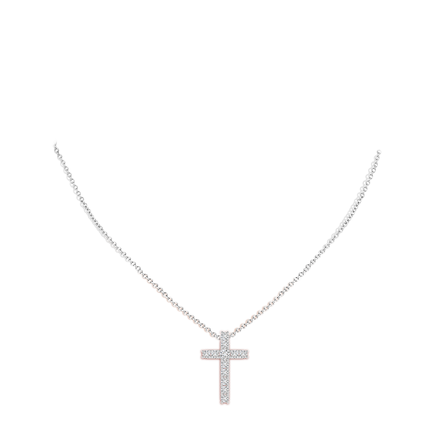 2.6mm HSI2 Classic Shared Prong-Set Diamond Cross Pendant in 18CT White Gold - body_neck