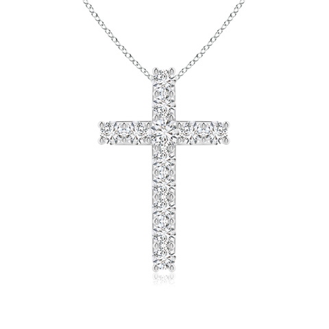2.6mm HSI2 Classic Shared Prong-Set Diamond Cross Pendant in White Gold