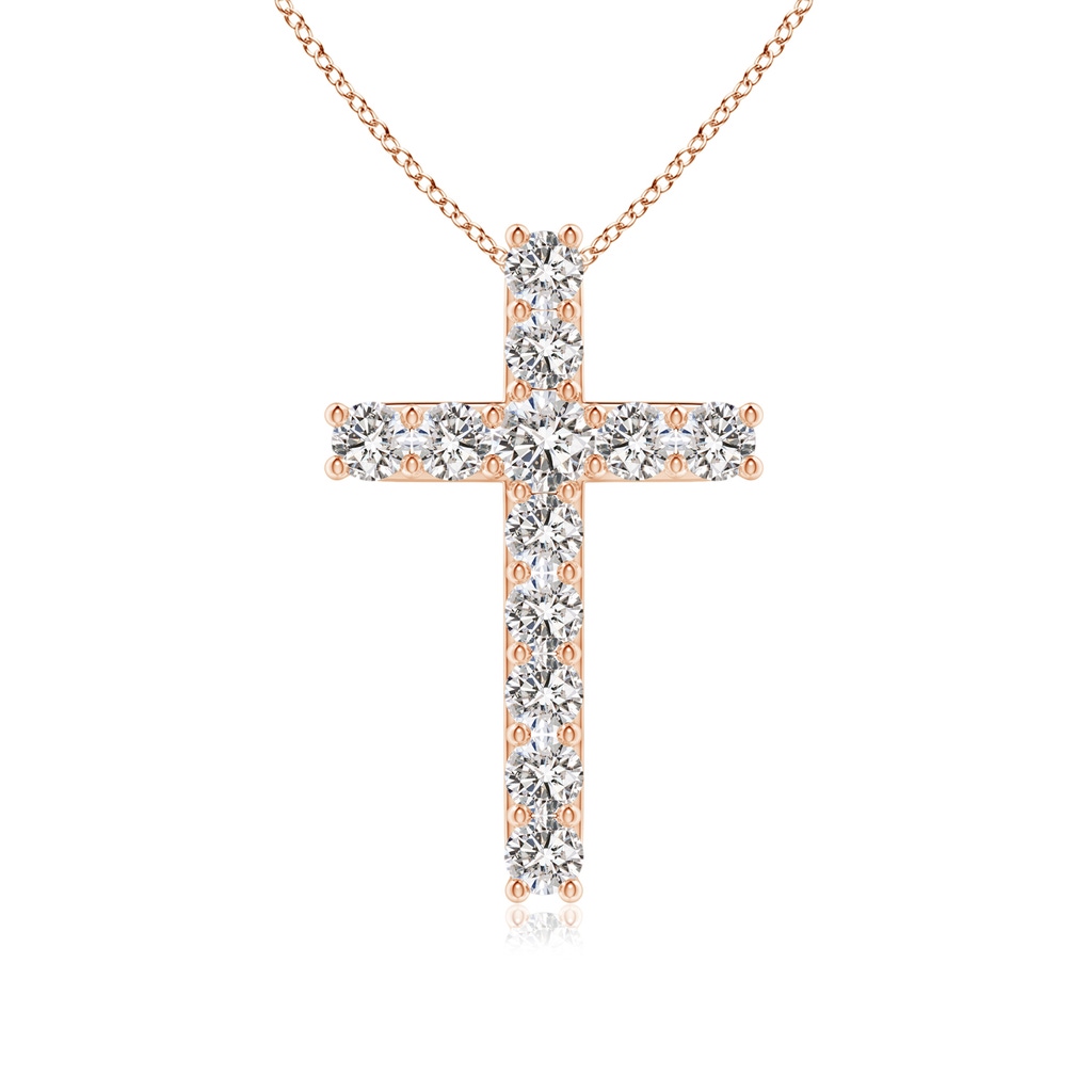 2.6mm IJI1I2 Classic Shared Prong-Set Diamond Cross Pendant in 18K Rose Gold