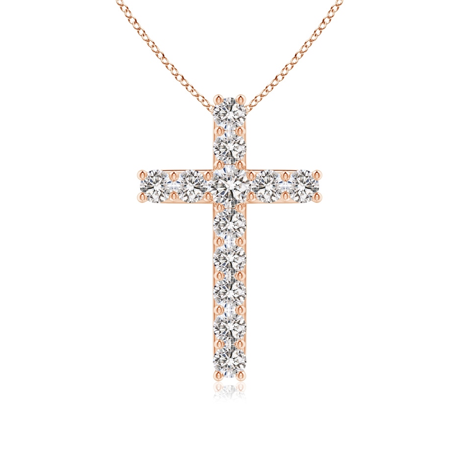 2.6mm IJI1I2 Classic Shared Prong-Set Diamond Cross Pendant in Rose Gold 