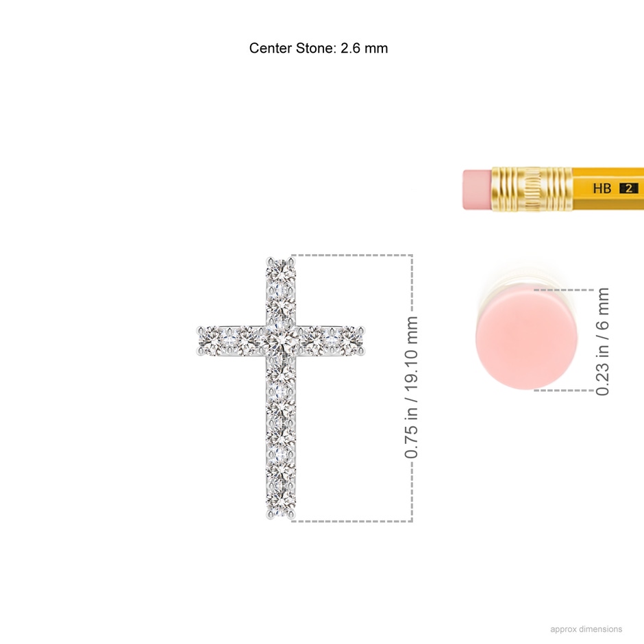 2.6mm IJI1I2 Classic Shared Prong-Set Diamond Cross Pendant in White Gold ruler