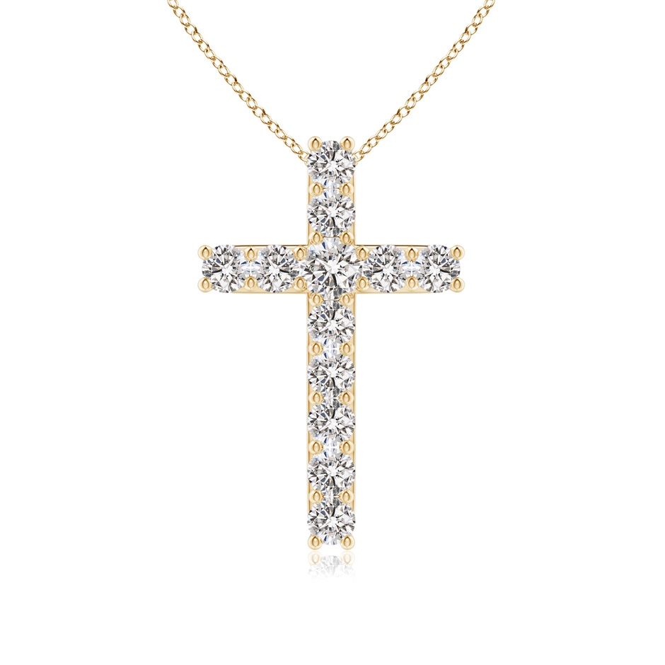 2.6mm IJI1I2 Classic Shared Prong-Set Diamond Cross Pendant in Yellow Gold 