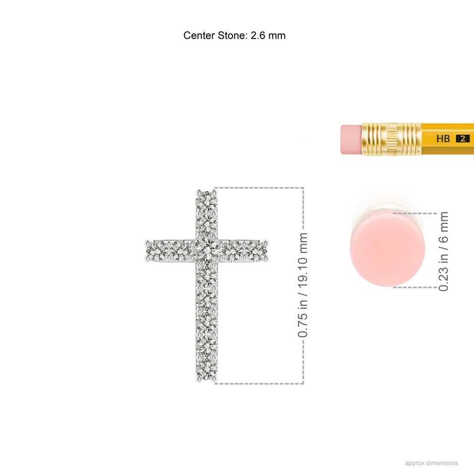 2.6mm KI3 Classic Shared Prong-Set Diamond Cross Pendant in P950 Platinum ruler