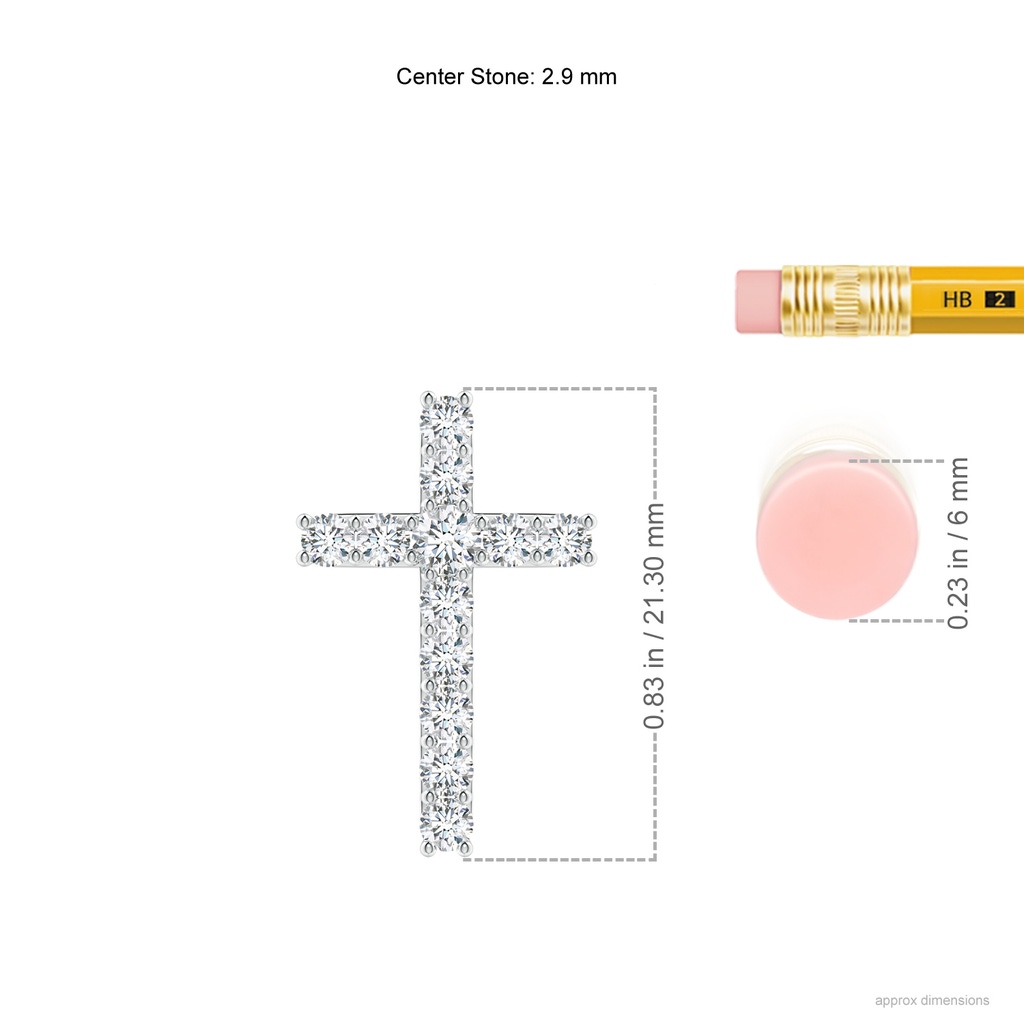 2.9mm GVS2 Classic Shared Prong-Set Diamond Cross Pendant in White Gold ruler