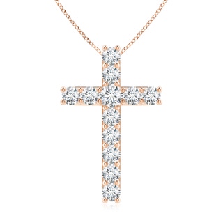 3.4mm GVS2 Classic Shared Prong-Set Diamond Cross Pendant in Rose Gold