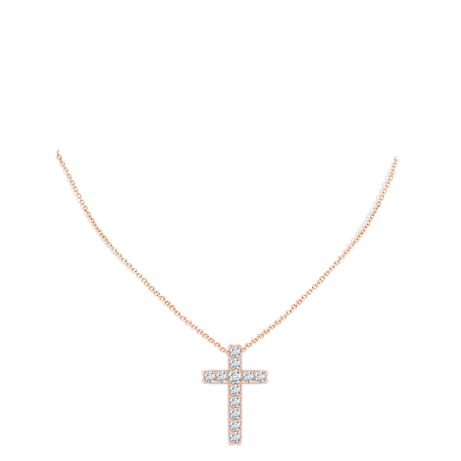 3.4mm GVS2 Classic Shared Prong-Set Diamond Cross Pendant in Rose Gold pen