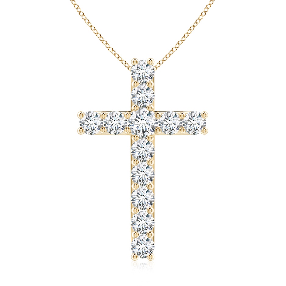3.4mm GVS2 Classic Shared Prong-Set Diamond Cross Pendant in Yellow Gold 