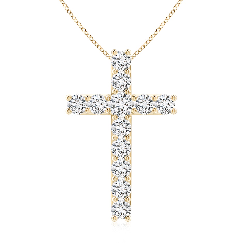 3.4mm HSI2 Classic Shared Prong-Set Diamond Cross Pendant in Yellow Gold 